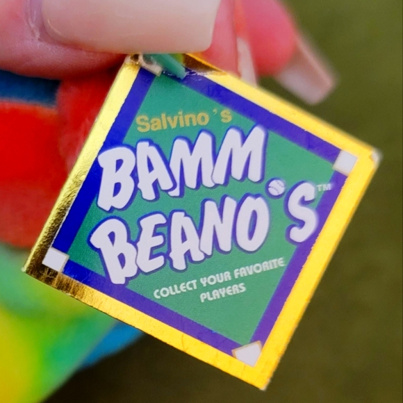 Bamm Beanos Vtg Collectible Ken Griffey Jr. Rainbow Tie Dye Bear #24 1998  9" NW - Picture 3 of 9